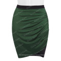 Grace Karin Acción Occidental Womens High Stretch Splicing Pleated Hips-Wrapped Falda corta de color verde oscuro CL008929-1